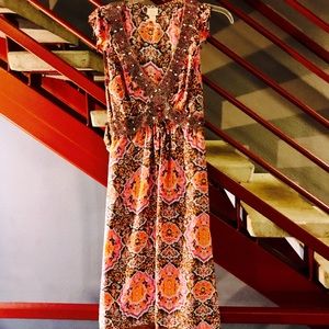 Plenty by Tracy Reese boho silk printed dress sz s